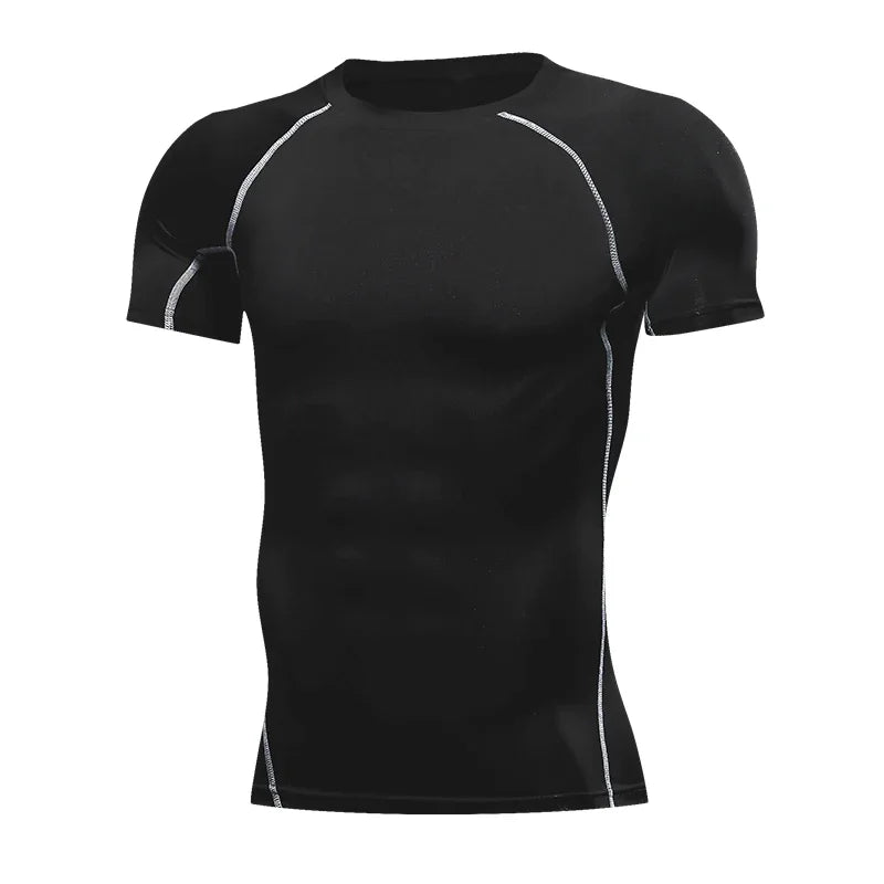 Men's Quick-Dry Compression Running T-Shirt - Breathable Short Sleeve Soccer Jersey for Fitness and Gym Activities