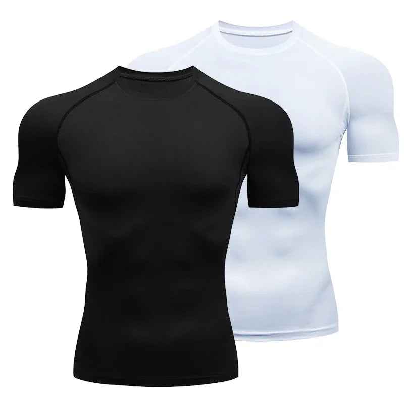 Men's Quick-Dry Compression Running T-Shirt - Breathable Short Sleeve Soccer Jersey for Fitness and Gym Activities