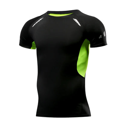 Men's Quick-Dry Compression Running T-Shirt - Breathable Short Sleeve Soccer Jersey for Fitness and Gym Activities
