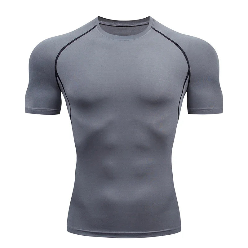 Men's Quick-Dry Compression Running T-Shirt - Breathable Short Sleeve Soccer Jersey for Fitness and Gym Activities