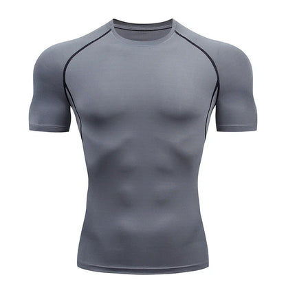 Men's Quick-Dry Compression Running T-Shirt - Breathable Short Sleeve Soccer Jersey for Fitness and Gym Activities