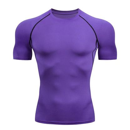 Men's Quick-Dry Compression Running T-Shirt - Breathable Short Sleeve Soccer Jersey for Fitness and Gym Activities