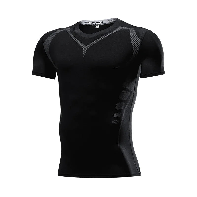 Men's Quick-Dry Compression Running T-Shirt - Breathable Short Sleeve Soccer Jersey for Fitness and Gym Activities