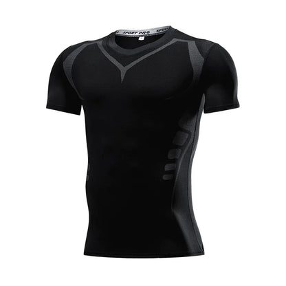 Men's Quick-Dry Compression Running T-Shirt - Breathable Short Sleeve Soccer Jersey for Fitness and Gym Activities