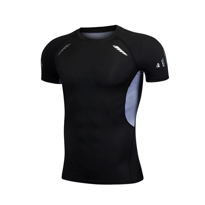Men's Quick-Dry Compression Running T-Shirt - Breathable Short Sleeve Soccer Jersey for Fitness and Gym Activities