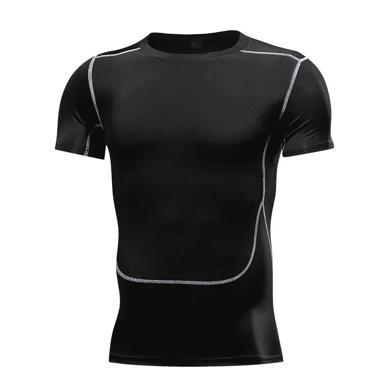 Men's Quick-Dry Compression Running T-Shirt - Breathable Short Sleeve Soccer Jersey for Fitness and Gym Activities