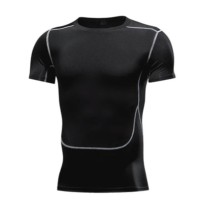 Men's Quick-Dry Compression Running T-Shirt - Breathable Short Sleeve Soccer Jersey for Fitness and Gym Activities