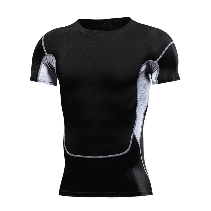 Men's Quick-Dry Compression Running T-Shirt - Breathable Short Sleeve Soccer Jersey for Fitness and Gym Activities