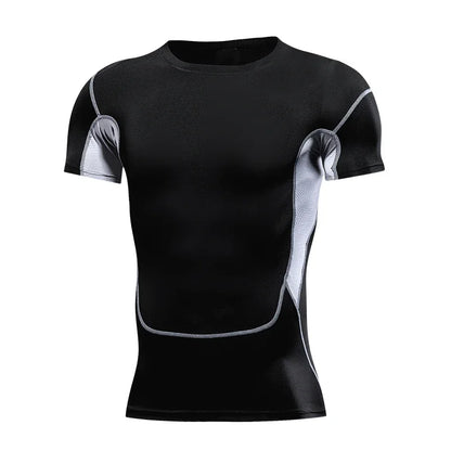 Men's Quick-Dry Compression Running T-Shirt - Breathable Short Sleeve Soccer Jersey for Fitness and Gym Activities