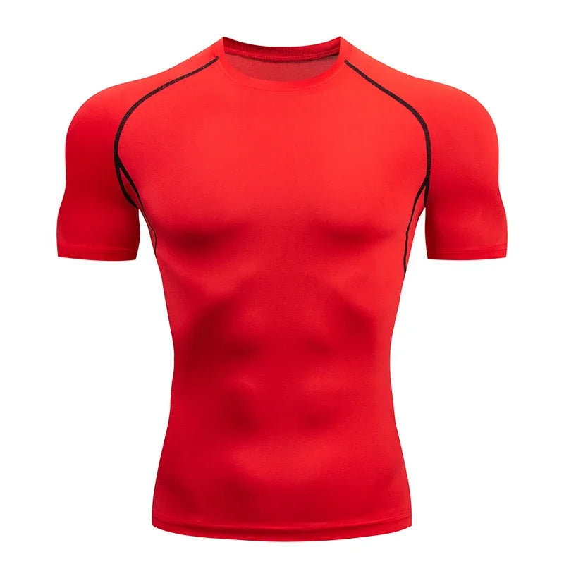 Men's Quick-Dry Compression Running T-Shirt - Breathable Short Sleeve Soccer Jersey for Fitness and Gym Activities