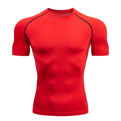 Men's Quick-Dry Compression Running T-Shirt - Breathable Short Sleeve Soccer Jersey for Fitness and Gym Activities