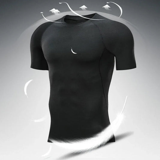 Men's Quick-Dry Compression Running T-Shirt - Breathable Short Sleeve Soccer Jersey for Fitness and Gym Activities