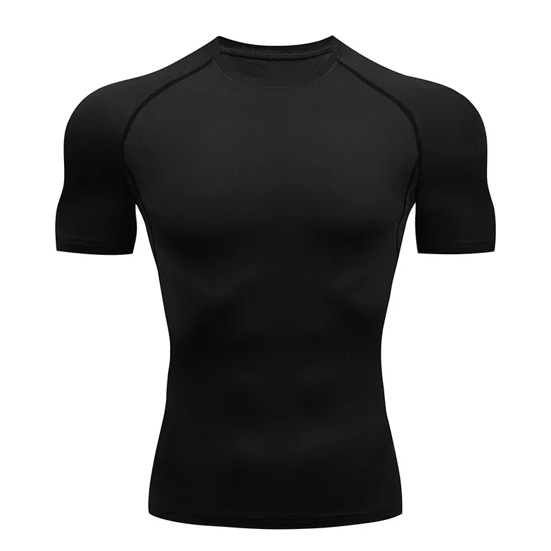 Men's Quick-Dry Compression Running T-Shirt - Breathable Short Sleeve Soccer Jersey for Fitness and Gym Activities