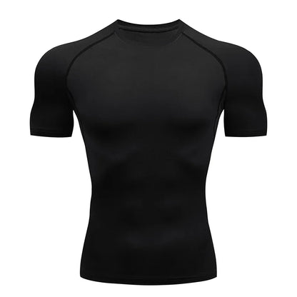 Men's Quick-Dry Compression Running T-Shirt - Breathable Short Sleeve Soccer Jersey for Fitness and Gym Activities