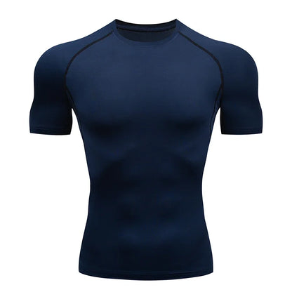 Men's Quick-Dry Compression Running T-Shirt - Breathable Short Sleeve Soccer Jersey for Fitness and Gym Activities