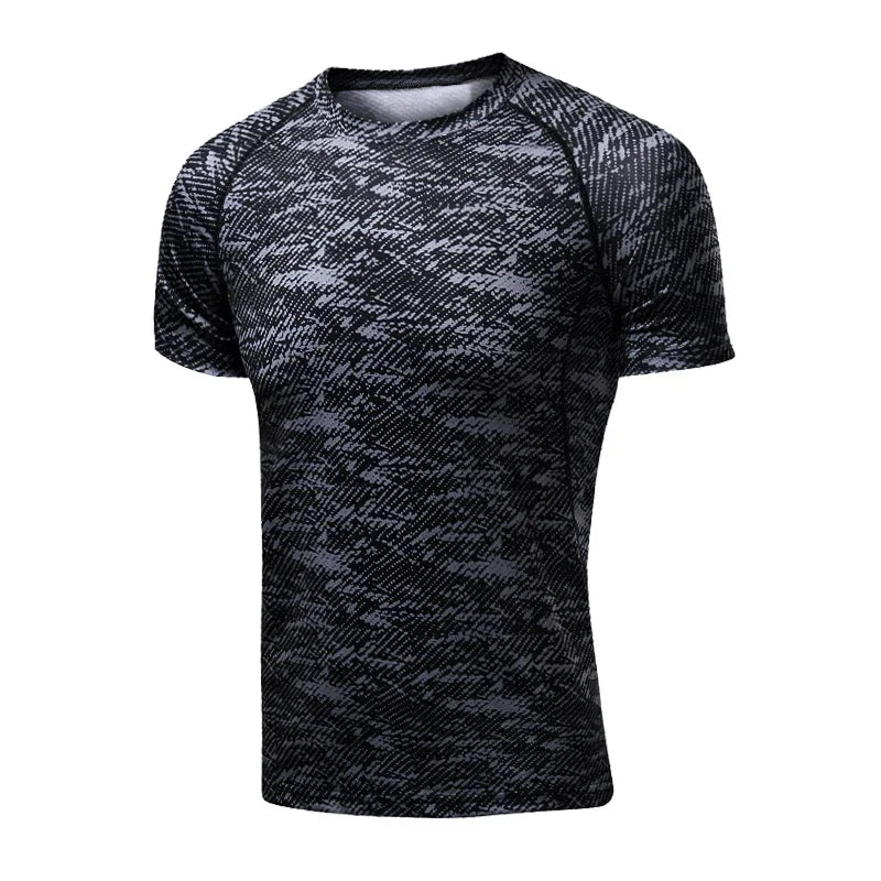 Men's Quick-Dry Compression Running T-Shirt - Breathable Short Sleeve Soccer Jersey for Fitness and Gym Activities