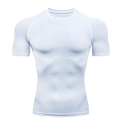Men's Quick-Dry Compression Running T-Shirt - Breathable Short Sleeve Soccer Jersey for Fitness and Gym Activities