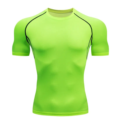 Men's Quick-Dry Compression Running T-Shirt - Breathable Short Sleeve Soccer Jersey for Fitness and Gym Activities